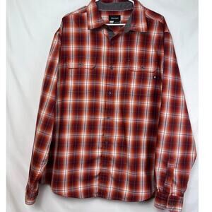 Marmot Men's Size 2XL Rust/White Plaid Long Sleeve Button Up Collared Shirt